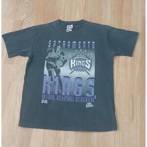 Sacramento Kings T Shirt Black Color Sz L Made In Usa Trech Ultra